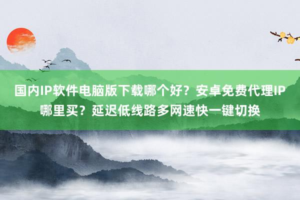 国内IP软件电脑版下载哪个好？安卓免费代理IP哪里买？延迟低线路多网速快一键切换