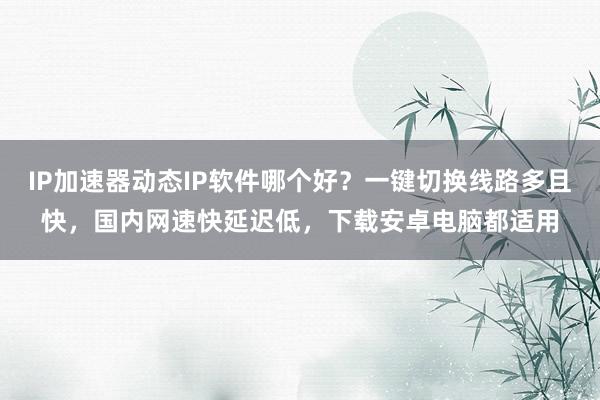 IP加速器动态IP软件哪个好？一键切换线路多且快，国内网速快延迟低，下载安卓电脑都适用