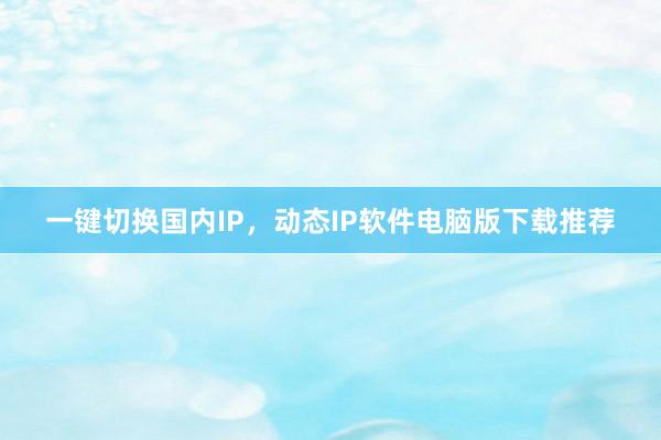 一键切换国内IP，动态IP软件电脑版下载推荐