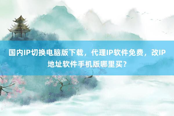 国内IP切换电脑版下载，代理IP软件免费，改IP地址软件手机版哪里买？