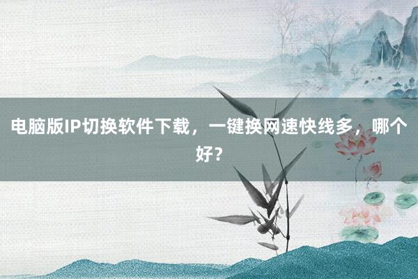 电脑版IP切换软件下载，一键换网速快线多，哪个好？