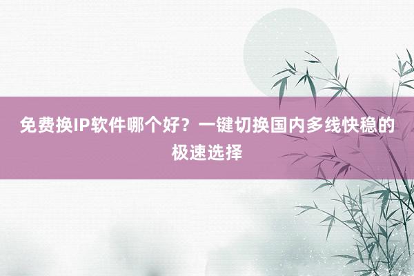 免费换IP软件哪个好？一键切换国内多线快稳的极速选择