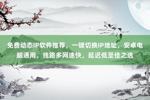 免费动态IP软件推荐，一键切换IP地址，安卓电脑通用，线路多网速快，延迟低至佳之选