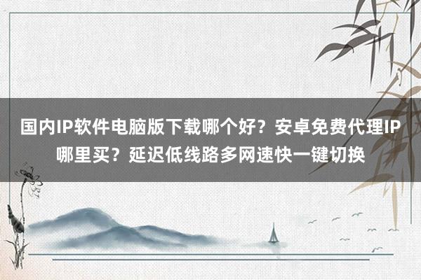 国内IP软件电脑版下载哪个好？安卓免费代理IP哪里买？延迟低线路多网速快一键切换