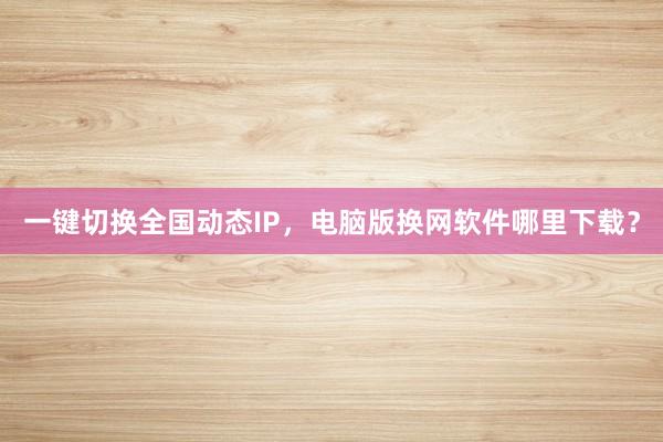 一键切换全国动态IP，电脑版换网软件哪里下载？