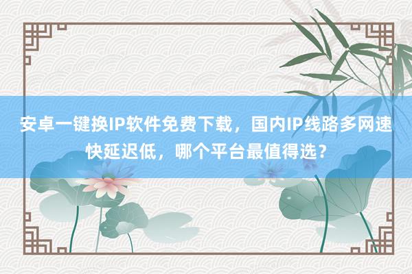 安卓一键换IP软件免费下载，国内IP线路多网速快延迟低，哪个平台最值得选？