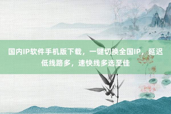 国内IP软件手机版下载，一键切换全国IP，延迟低线路多，速快线多选至佳