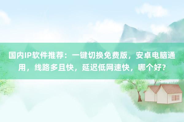 国内IP软件推荐：一键切换免费版，安卓电脑通用，线路多且快，延迟低网速快，哪个好？