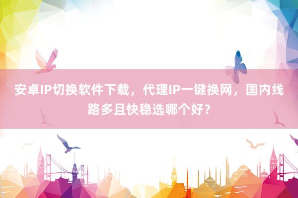 安卓IP切换软件下载，代理IP一键换网，国内线路多且快稳选哪个好？