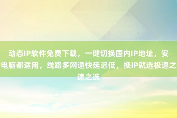 动态IP软件免费下载，一键切换国内IP地址，安卓电脑都适用，线路多网速快延迟低，换IP就选极速之选