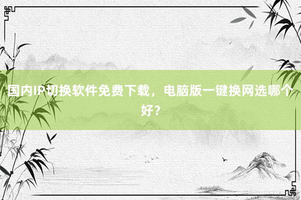 国内IP切换软件免费下载，电脑版一键换网选哪个好？
