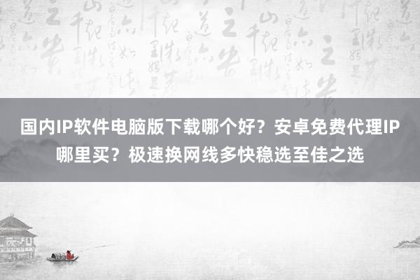 国内IP软件电脑版下载哪个好？安卓免费代理IP哪里买？极速换网线多快稳选至佳之选