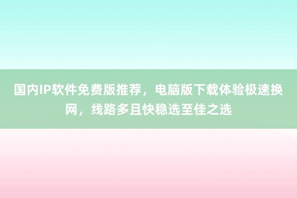 国内IP软件免费版推荐，电脑版下载体验极速换网，线路多且快稳选至佳之选