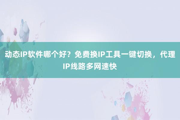 动态IP软件哪个好？免费换IP工具一键切换，代理IP线路多网速快