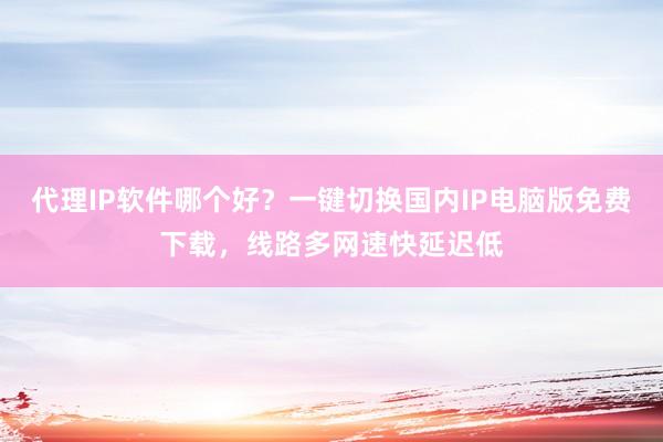 代理IP软件哪个好？一键切换国内IP电脑版免费下载，线路多网速快延迟低
