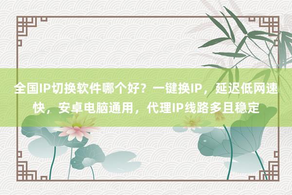 全国IP切换软件哪个好？一键换IP，延迟低网速快，安卓电脑通用，代理IP线路多且稳定