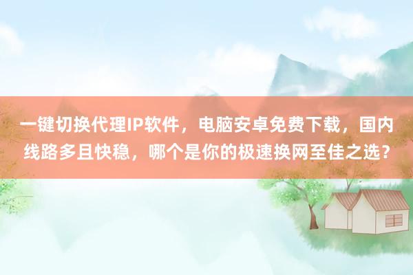 一键切换代理IP软件，电脑安卓免费下载，国内线路多且快稳，哪个是你的极速换网至佳之选？