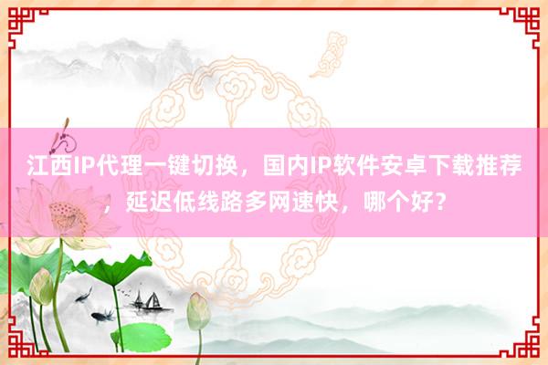 江西IP代理一键切换，国内IP软件安卓下载推荐，延迟低线路多网速快，哪个好？
