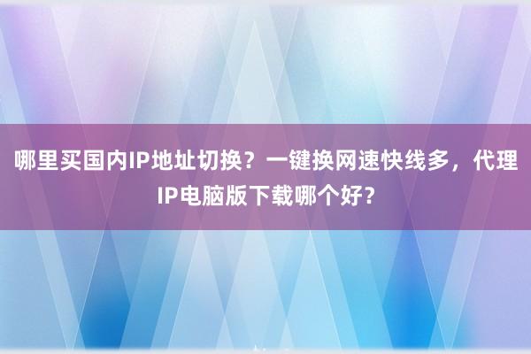 哪里买国内IP地址切换？一键换网速快线多，代理IP电脑版下载哪个好？