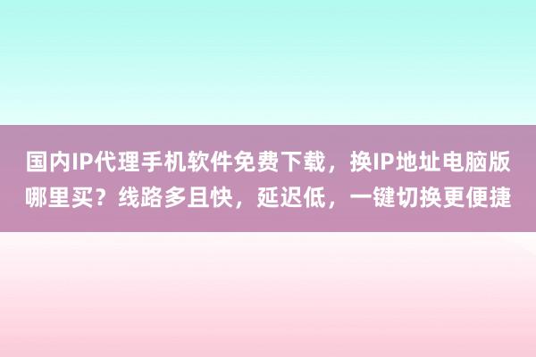 国内IP代理手机软件免费下载，换IP地址电脑版哪里买？线路多且快，延迟低，一键切换更便捷