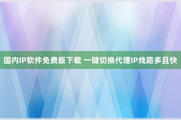 国内IP软件免费版下载 一键切换代理IP线路多且快