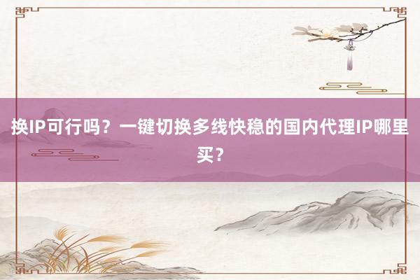 换IP可行吗？一键切换多线快稳的国内代理IP哪里买？