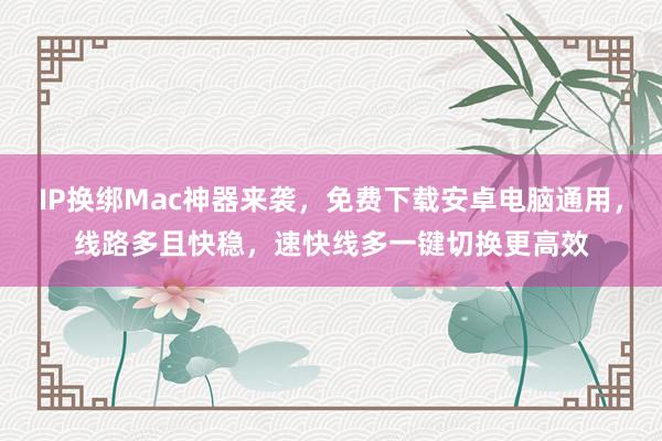 IP换绑Mac神器来袭，免费下载安卓电脑通用，线路多且快稳，速快线多一键切换更高效